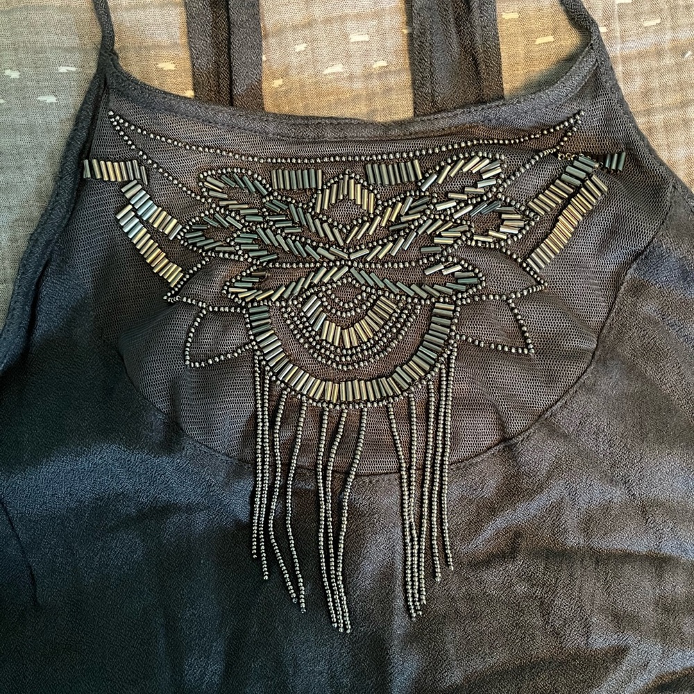 Abercrombie and Fitch Grey Beaded Blouse